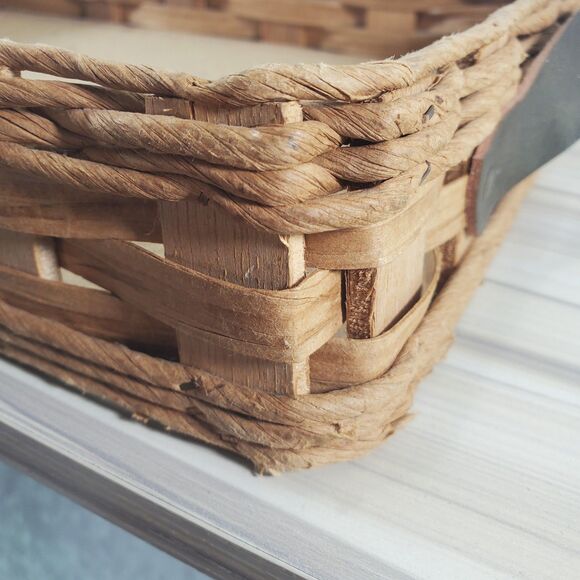 Vintage Pyrex Wicker Casserole Dish 9x13 Carrier leather handles woven Rafia - Picture 10 of 12